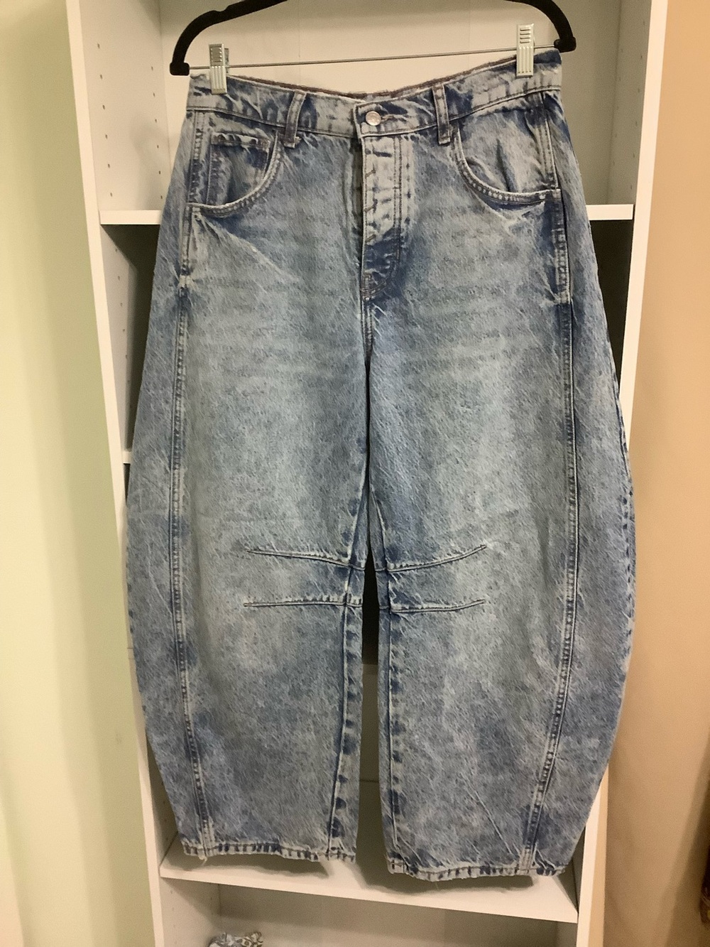 Free People We The Free Good Luck Mid-Rise Wide Leg Barrel Jeans Womens Size 27